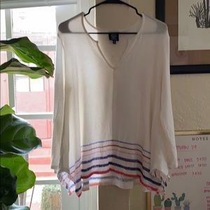 Bobeau high side slit long sleeve sweater